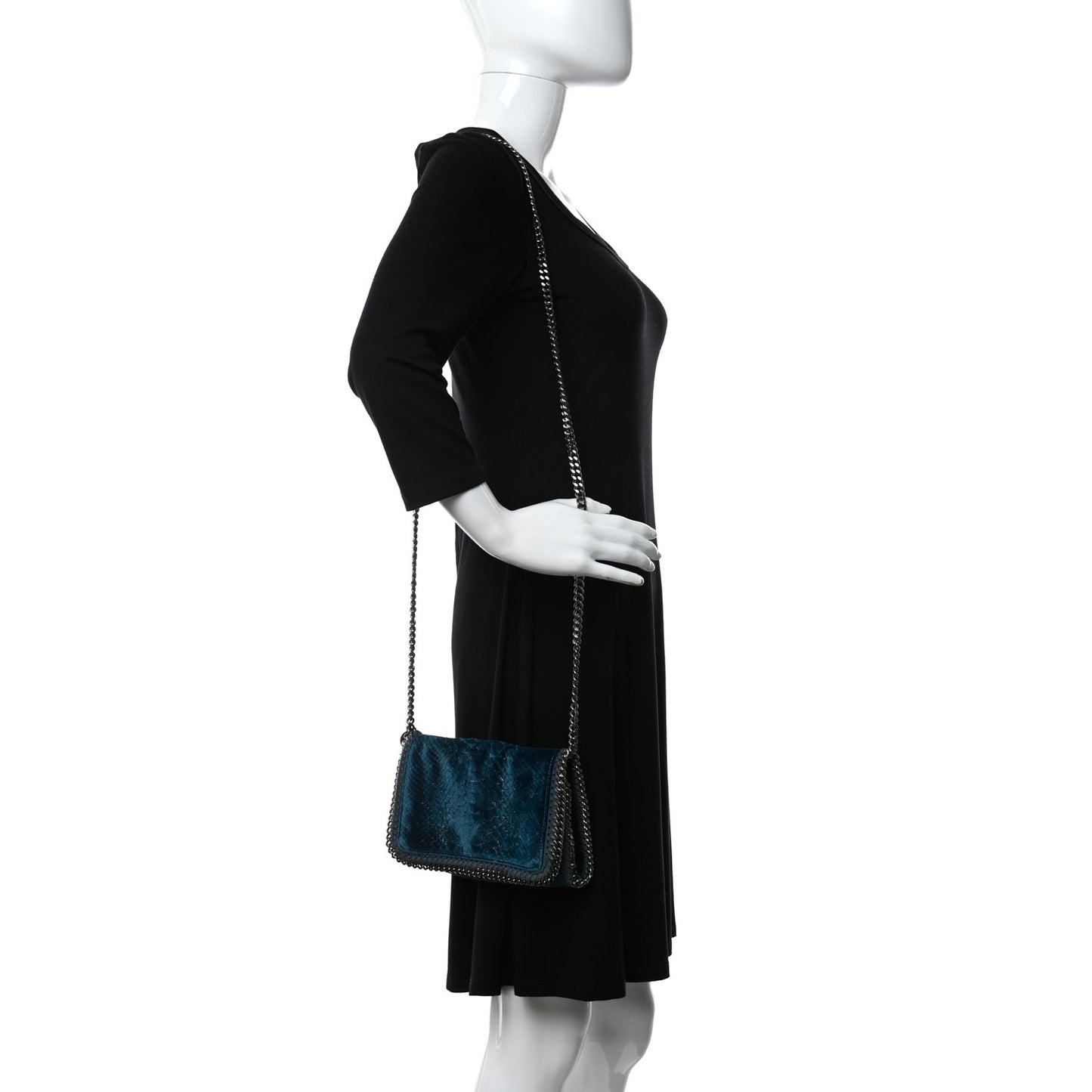 Velvet Python Embossed Falabella Crossbody Bag Blue