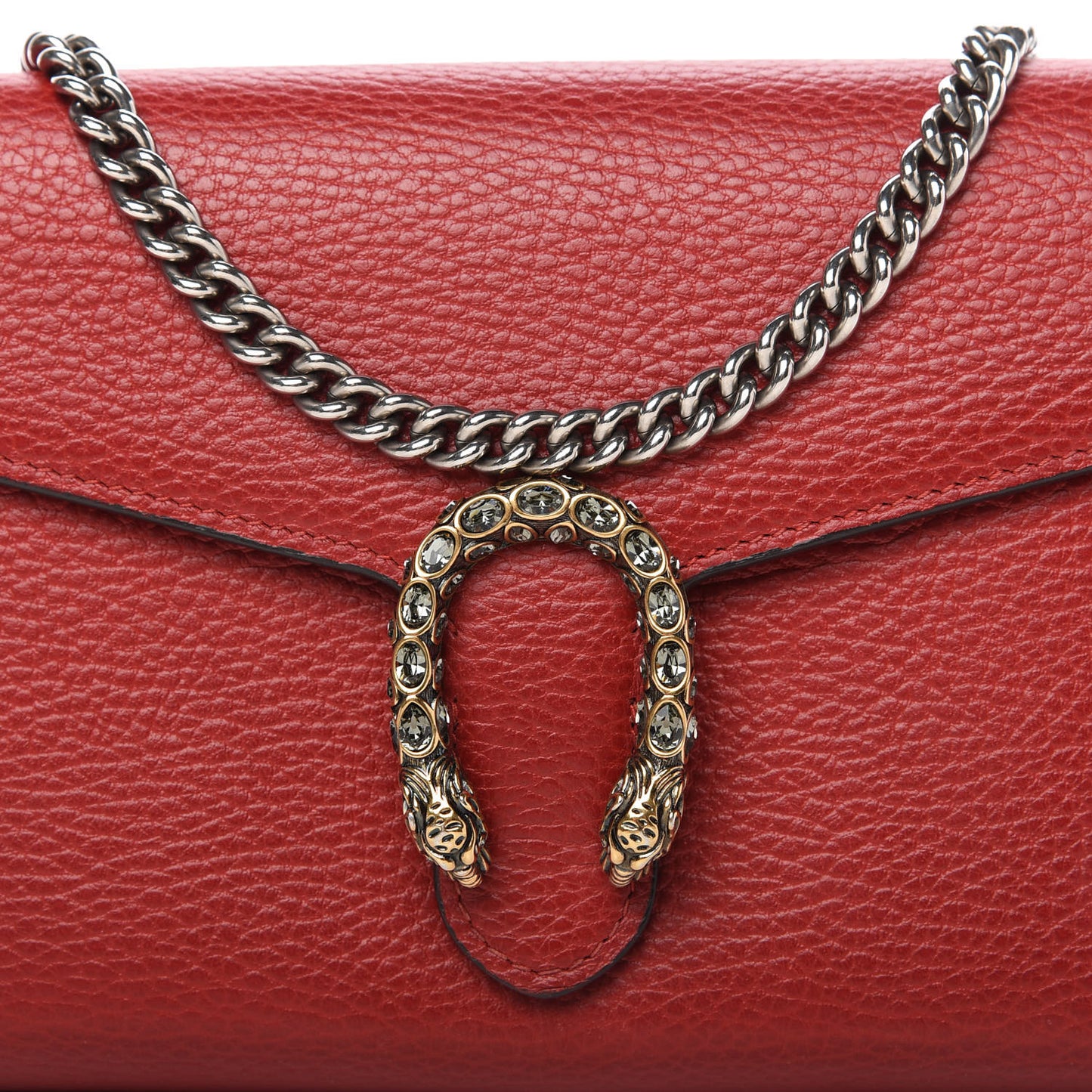 Calfskin Mini Dionysus Chain Wallet Hibiscus Red