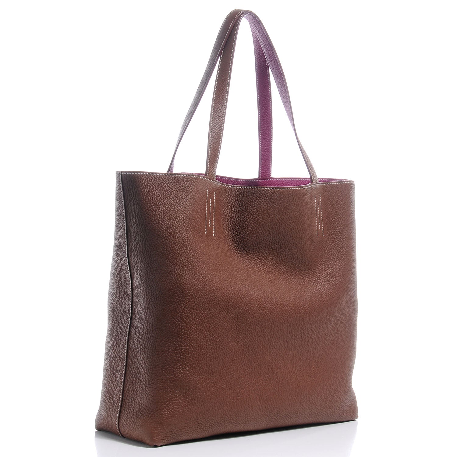 Hermes Taurillon Clemence Double Sens 45 Reversible Tote Marron 3 of 7