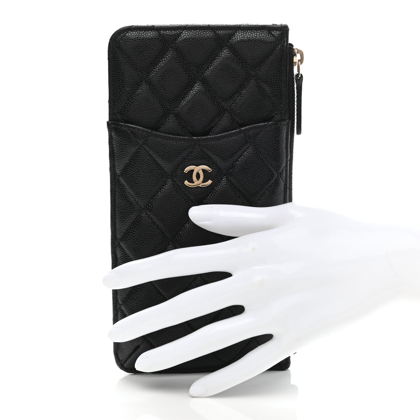 Caviar Quilted Classic Flat Wallet Pouch Black