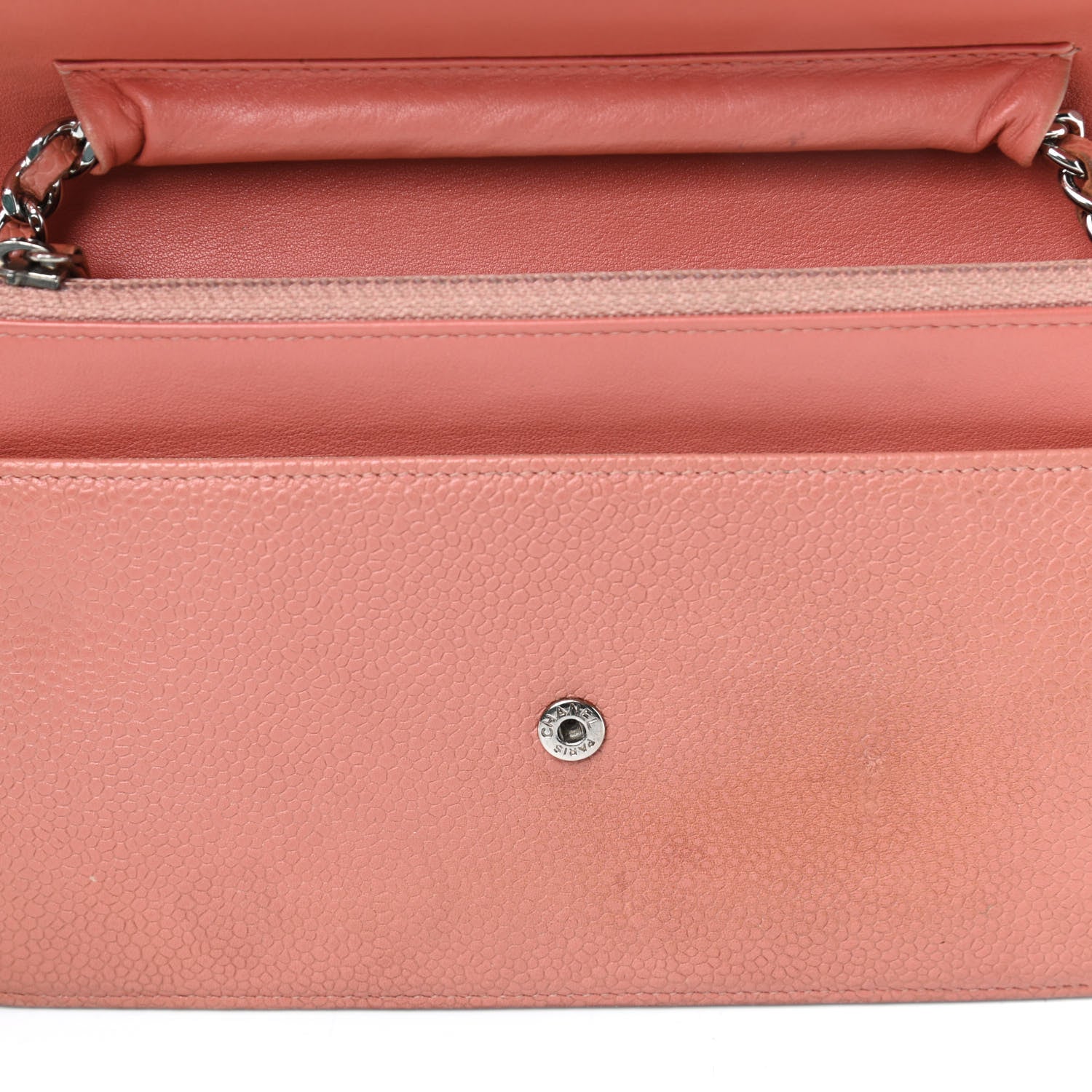 Chanel Caviar Timeless CC Wallet On Chain WOC Coral 5 of 7