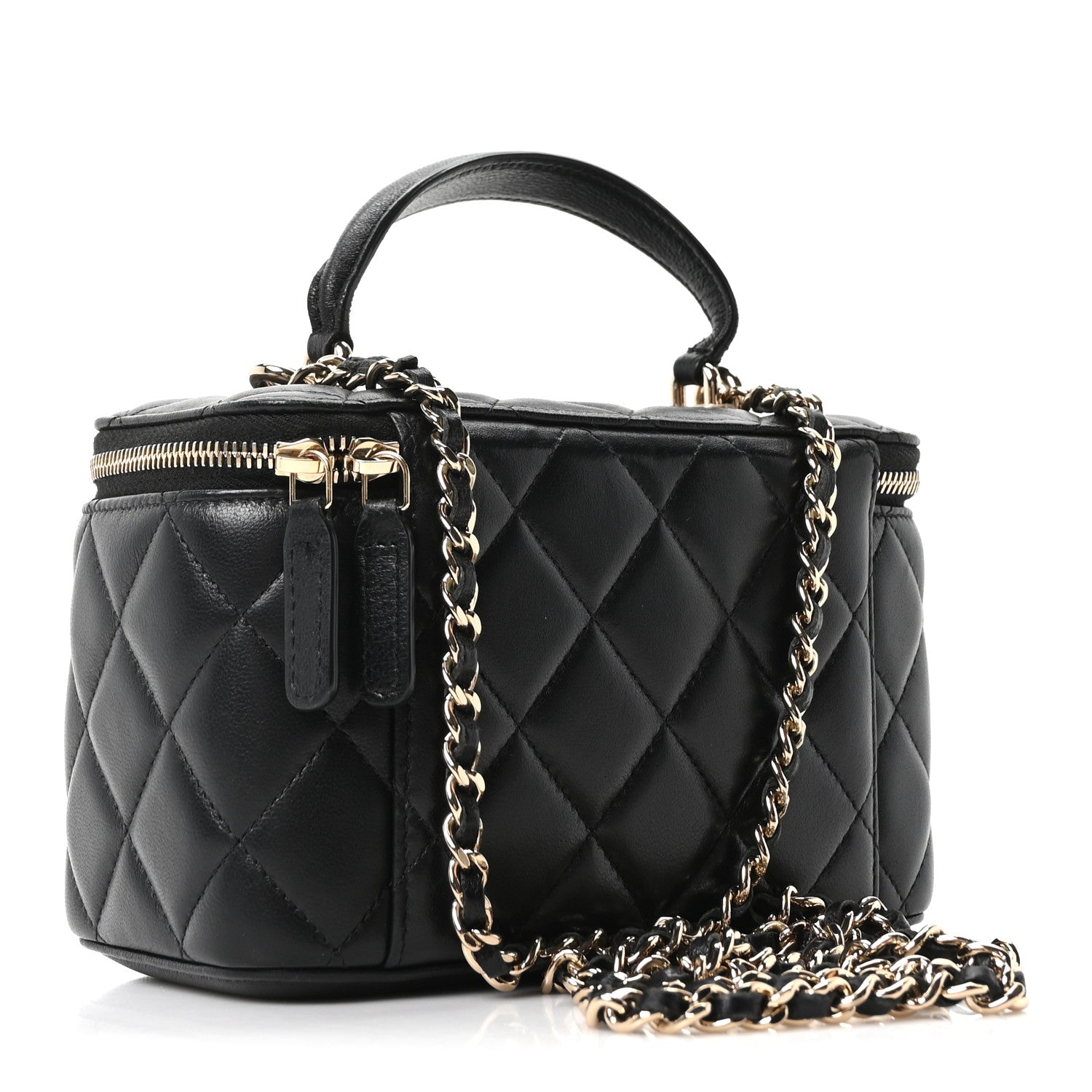 Chanel Lambskin Quilted Small Top Handle Vanity Case With Chain Black 3 of 10