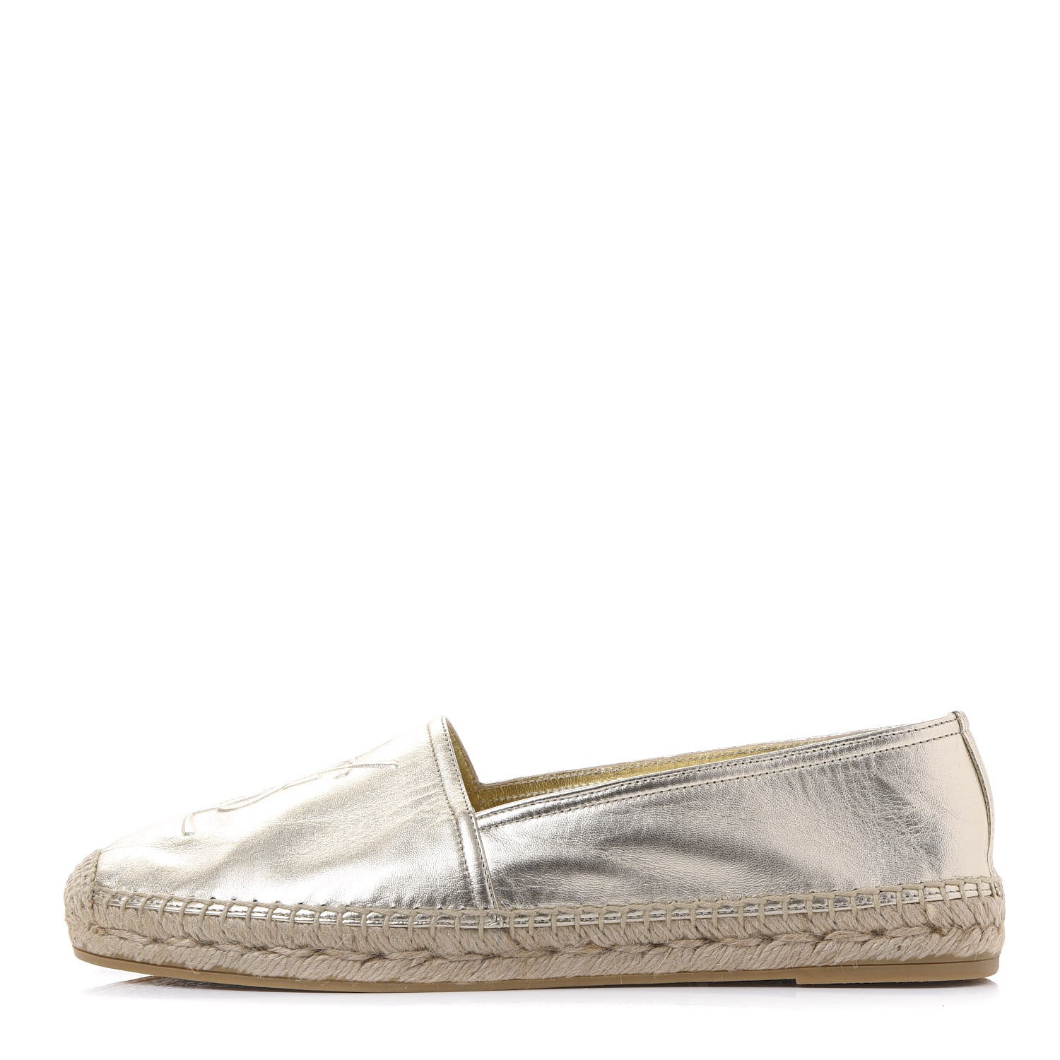 Saint Laurent Metallic Lambskin Monogram Espadrilles 39 Gold 1 of 9