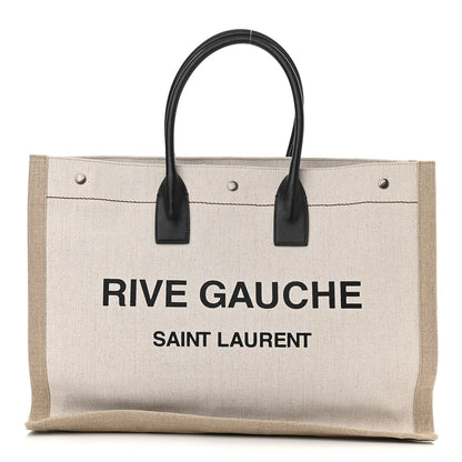 Saint Laurent Linen Calfskin Rive Gauche Tote Optic White 1 of 11