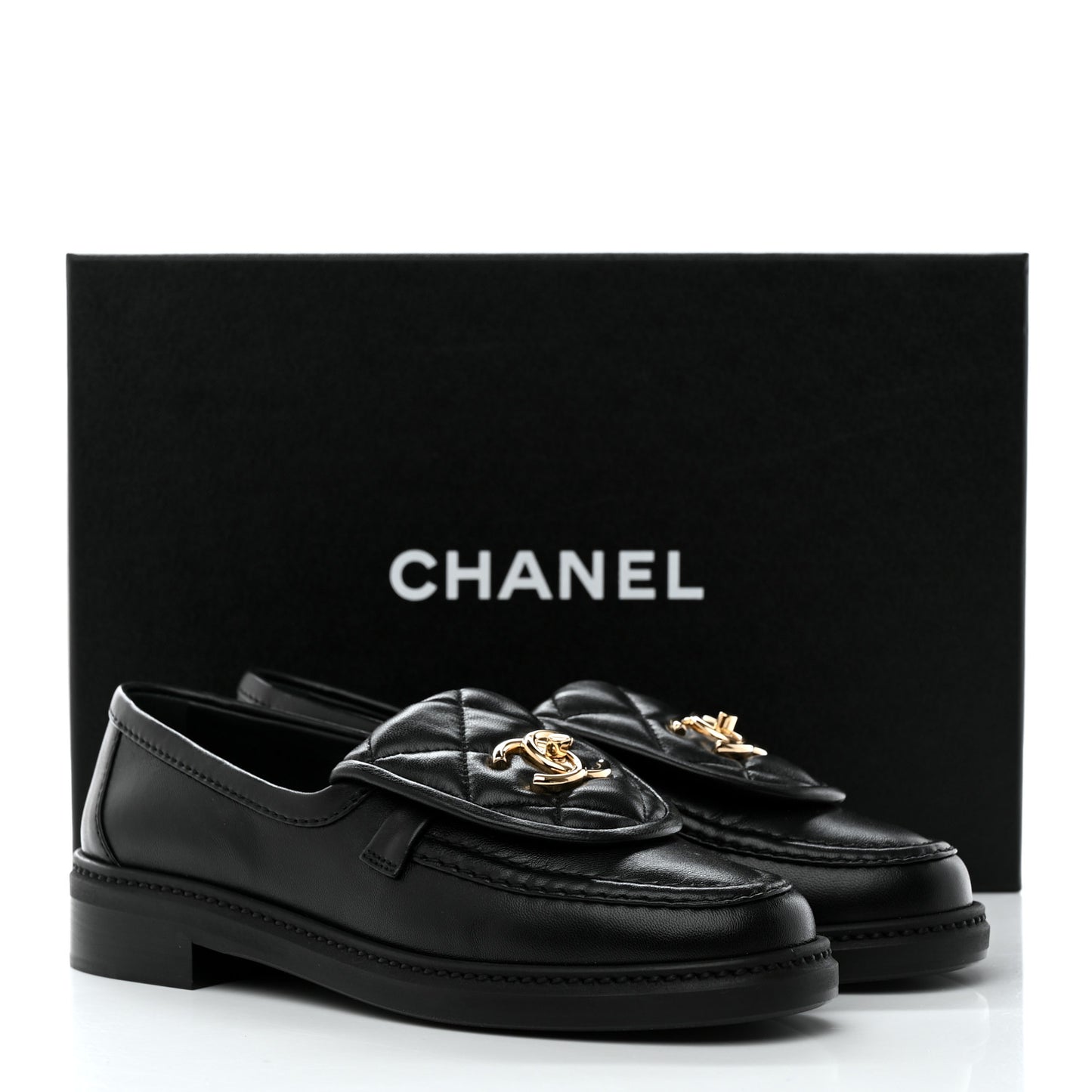 Lambskin Quilted CC Turnlock Loafers 35.5 Black