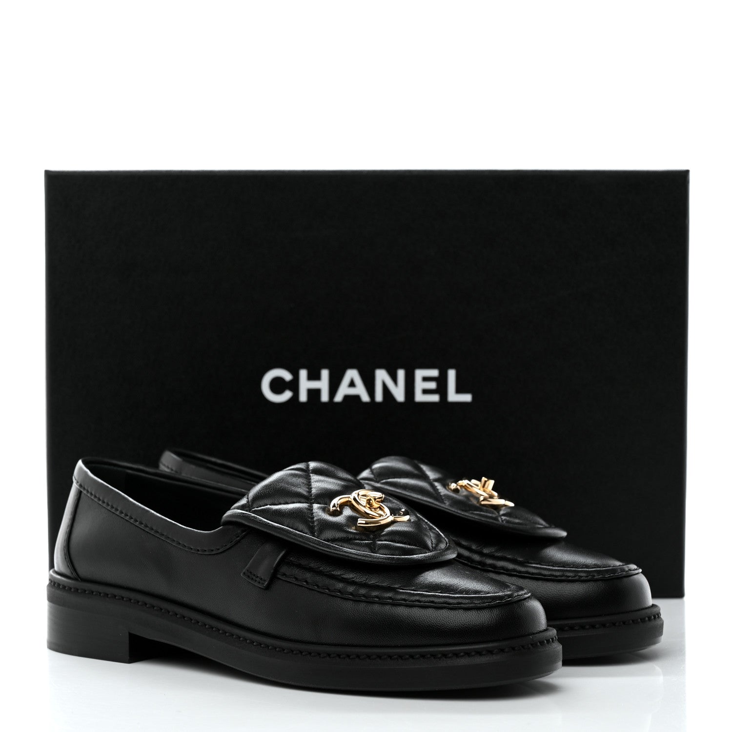 Chanel Lambskin Quilted CC Turnlock Loafers 35.5 Black 9 of 9