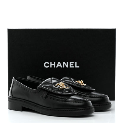 Chanel Lambskin Quilted CC Turnlock Loafers 35.5 Black 9 of 9