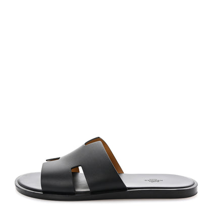 Hermes Calfskin Mens Izmir Sandals 44 Black 1 of 10