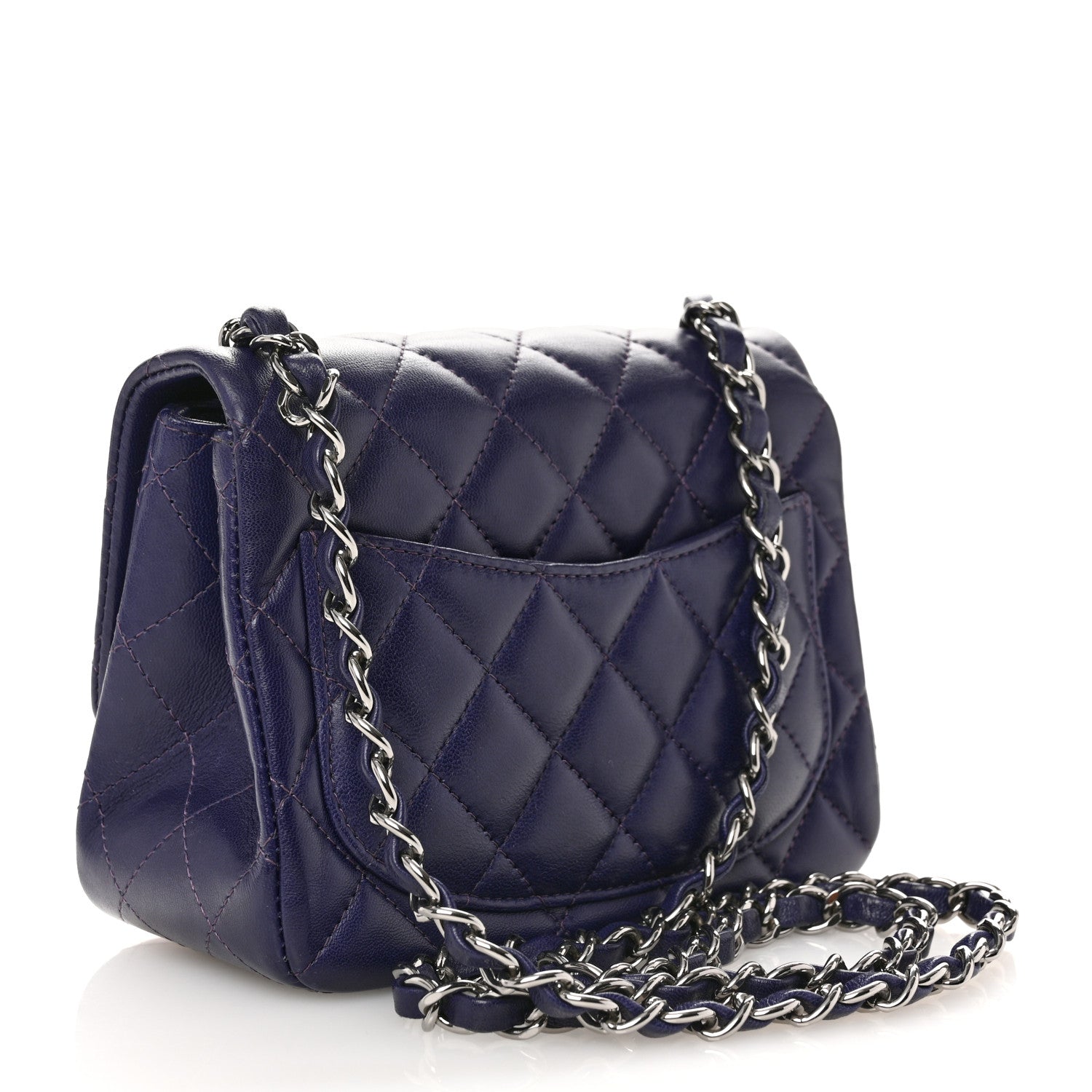 Chanel Lambskin Quilted Mini Square Flap Dark Purple 3 of 11