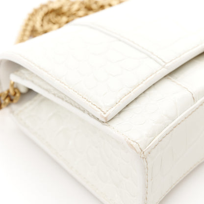 Balenciaga Shiny Calfskin Crocodile Embossed Hourglass Chain Bag White 13 of 13