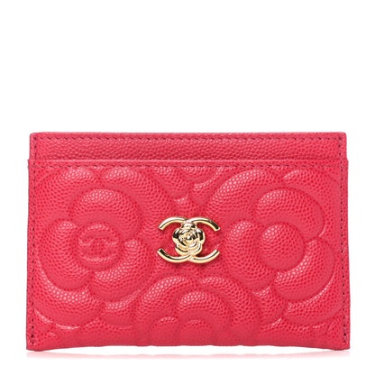 Chanel Caviar Camellia Embossed Card Holder Fuchsia 1 of 9
