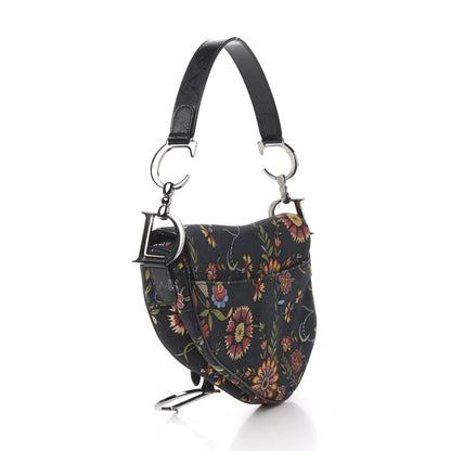 Christian Dior Canvas Floral Saddle Bag Black 2 of 9