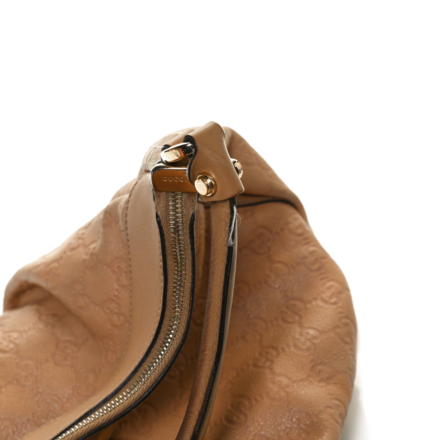 Guccissima Large D Gold Hobo Tan