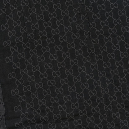 Gucci Wool Silk GG Monogram GGNat Scarf Black Anthracite 3 of 3