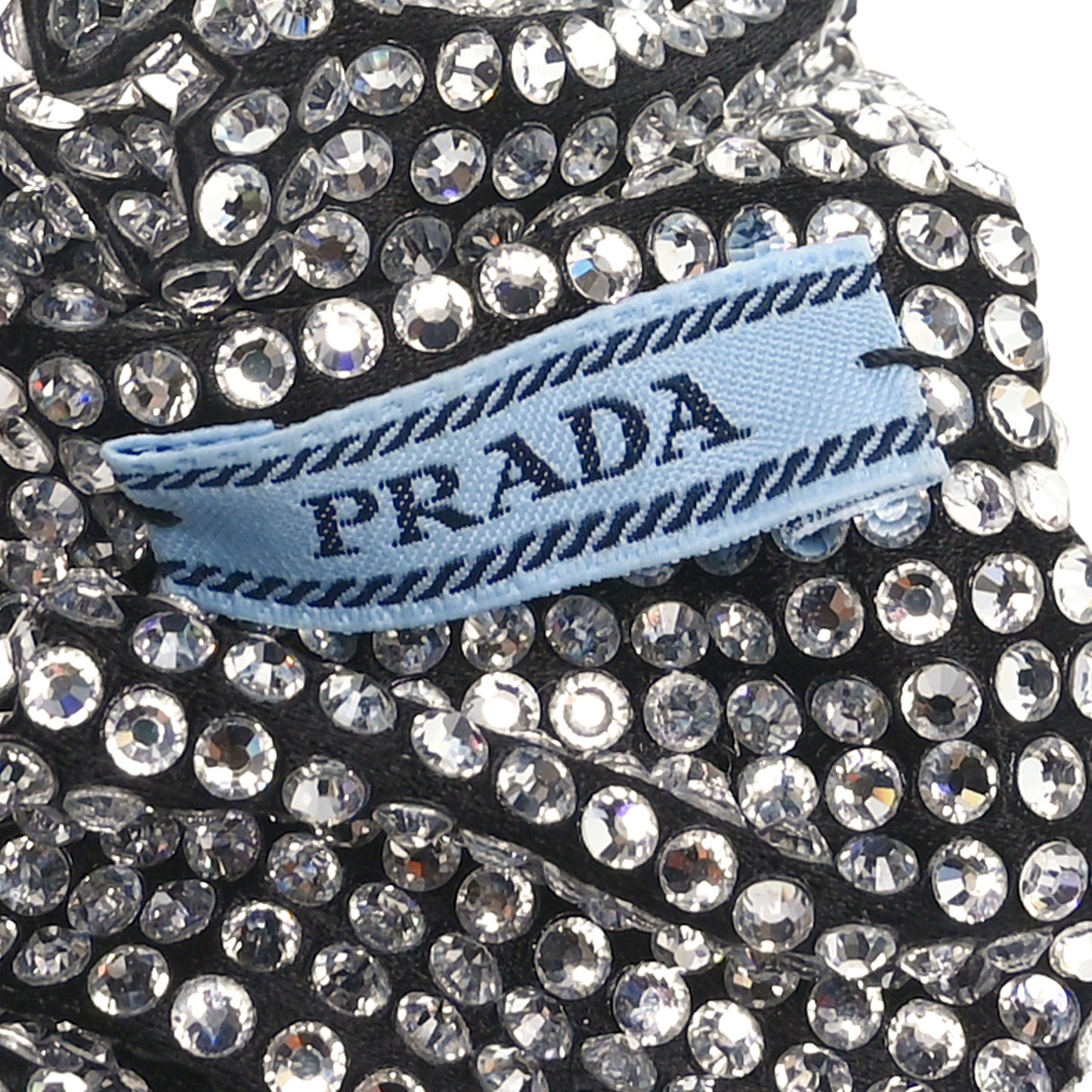 Crystal Satin Metal Logo Scrunchie Black