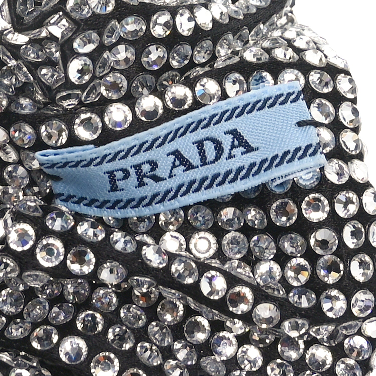 Prada Crystal Satin Metal Logo Scrunchie Black 3 of 3