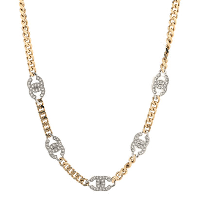 Chanel Crystal Chain CC Necklace Gold Silver 1 of 6