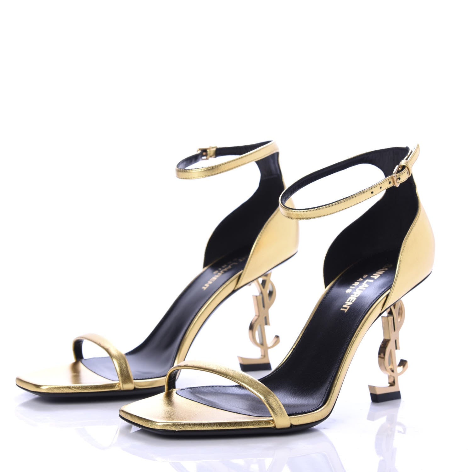 Saint Laurent Calfskin Opyum Sandals 37.5 Oro 3 of 9