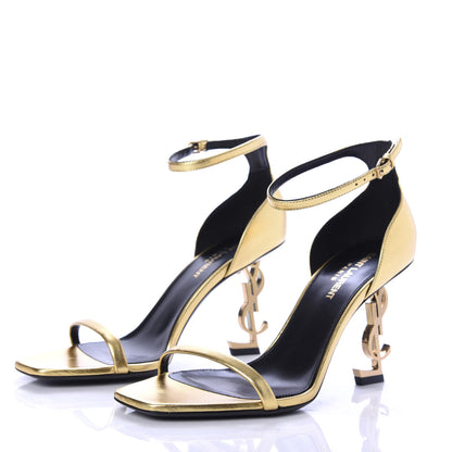 Saint Laurent Calfskin Opyum Sandals 37.5 Oro 3 of 9