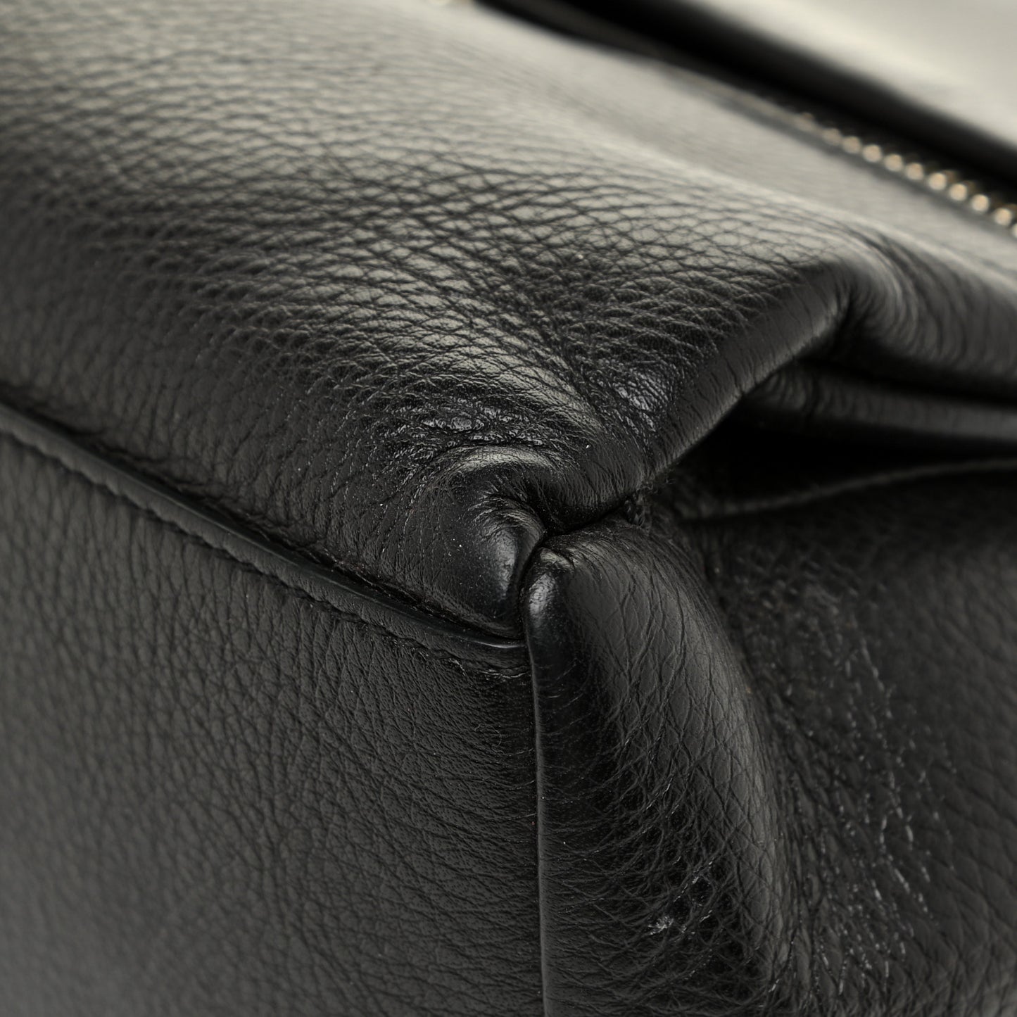 Pebbled Calfskin Small Pandora Pure Flap Bag Dark Brown