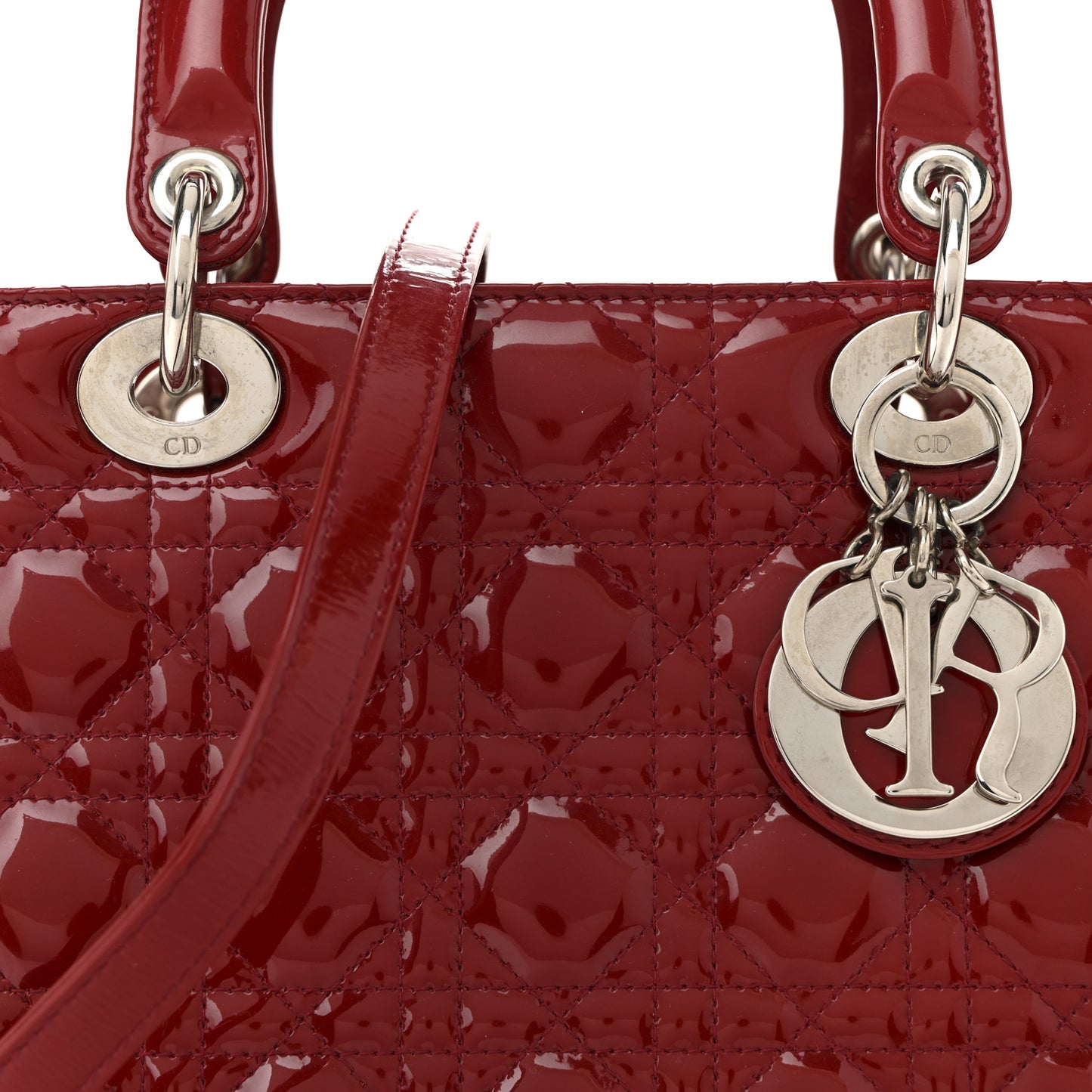 Patent Cannage Medium Lady Dior Red