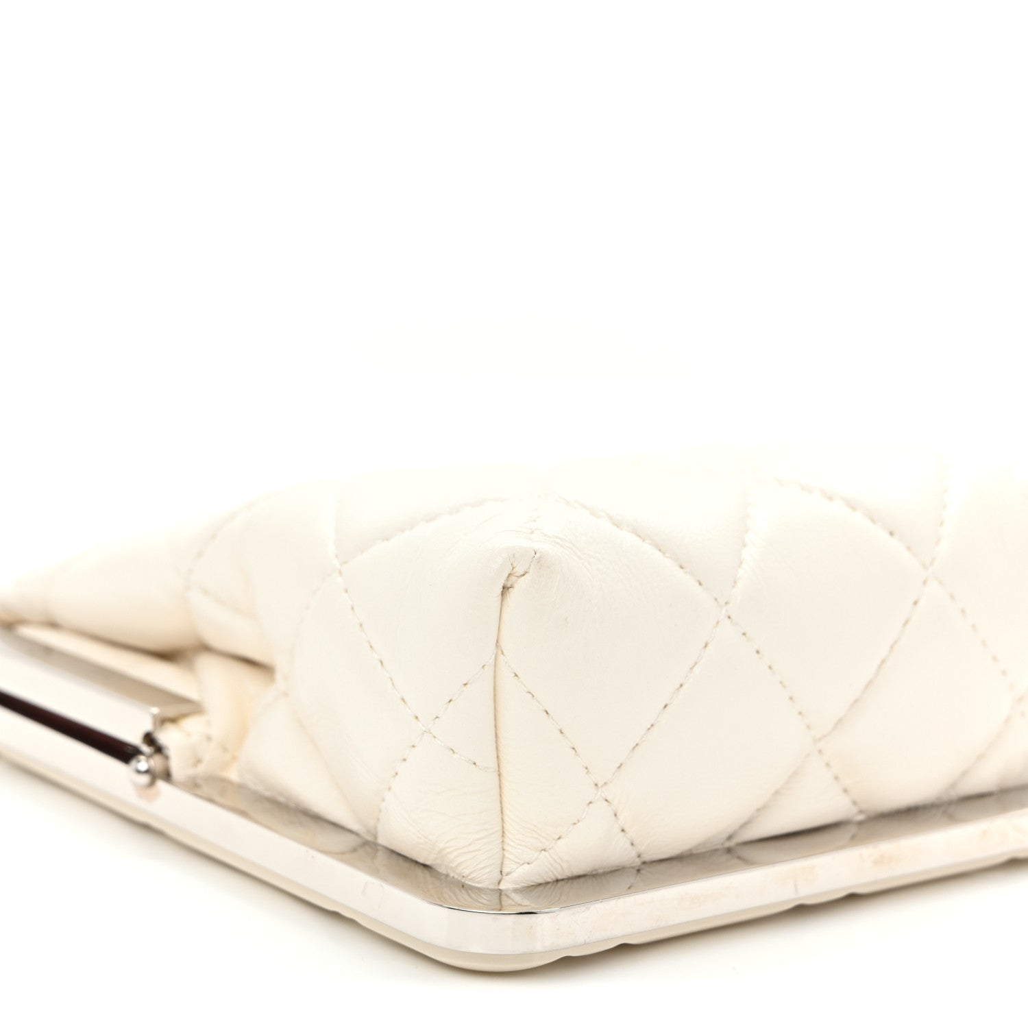 Chanel Lambskin Plexi Quilted CC Evening Clutch With Chain White 9 of 10