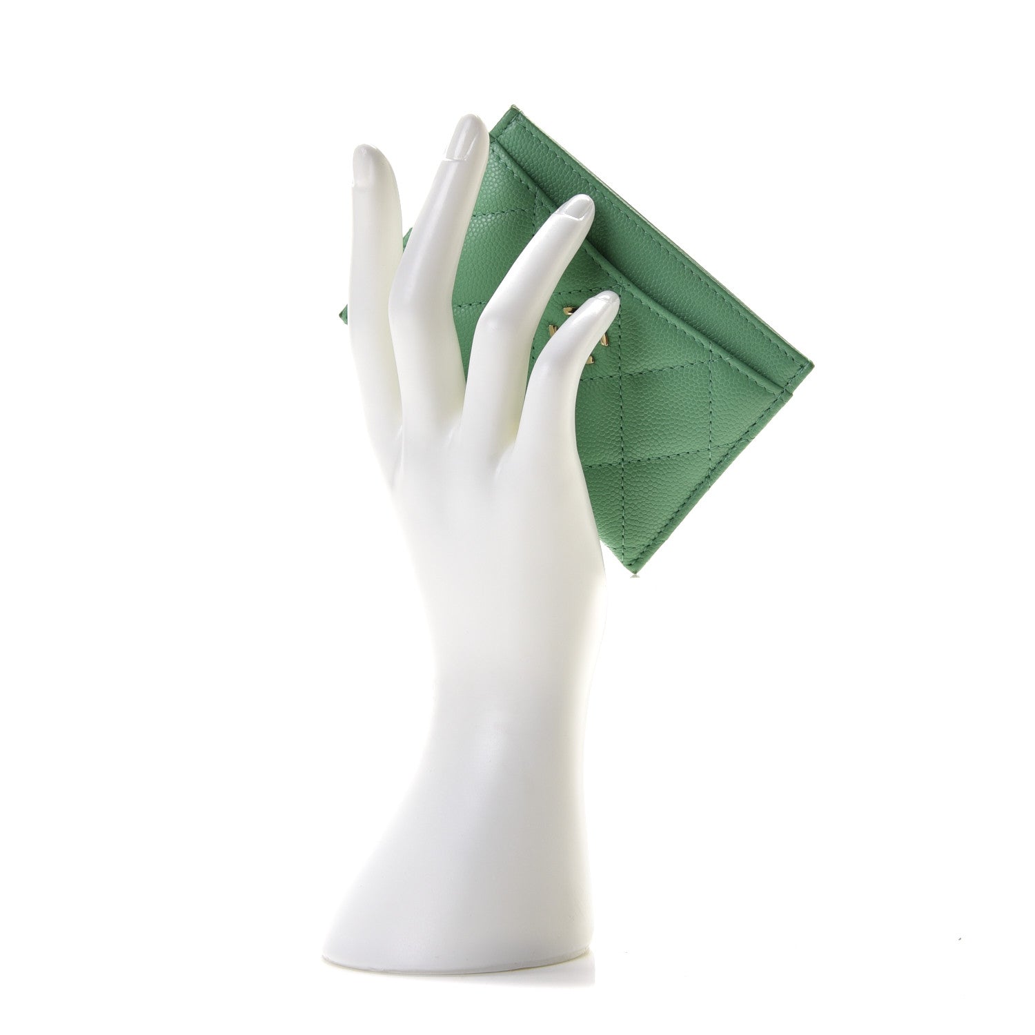 Chanel Caviar Quilted Card Holder Green 10 of 10