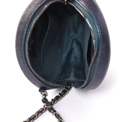Chanel Iridescent Caviar Quilted Round Filigree Crossbody Dark Turquoise 4 of 9