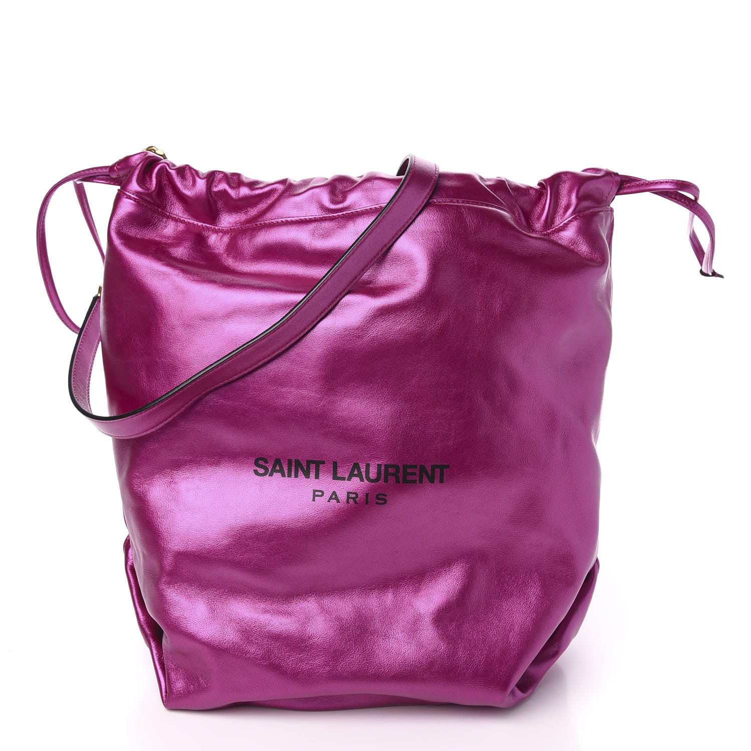 Saint Laurent Lambskin Teddy Drawstring Bag Fuchsia 3 of 11