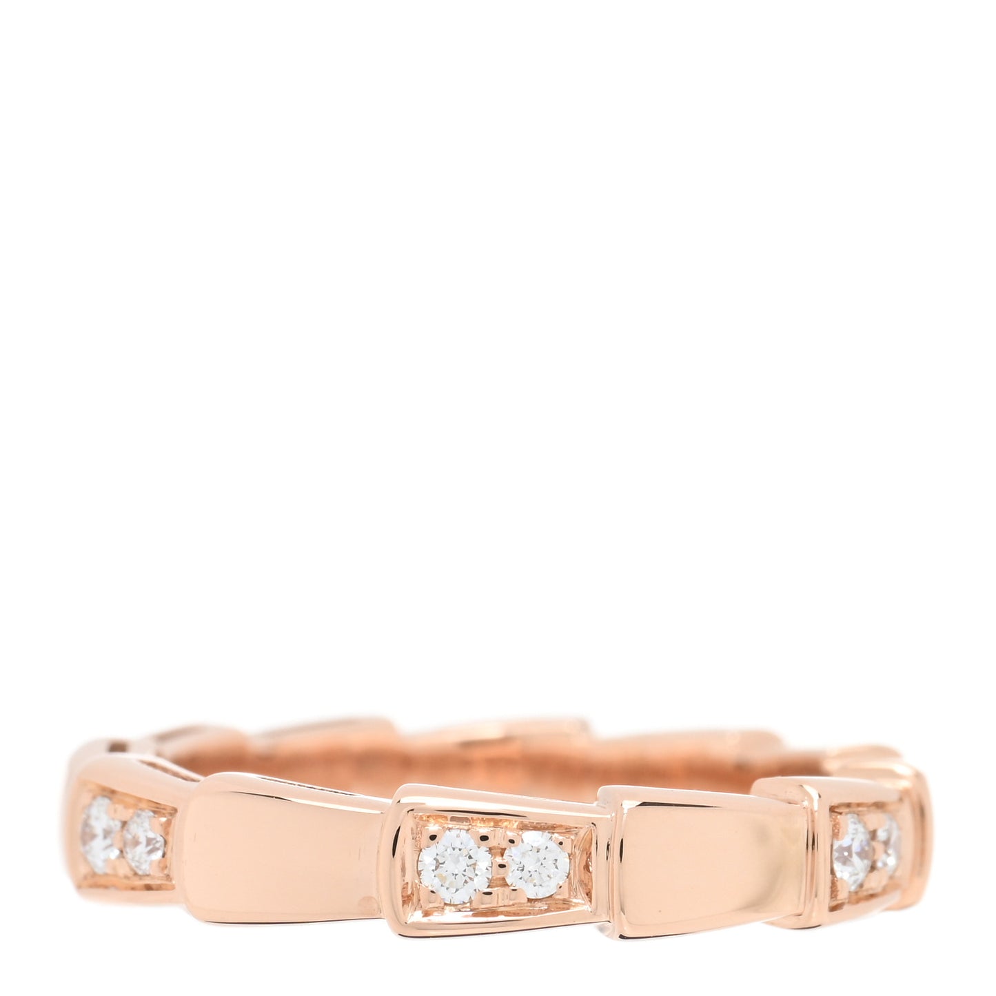 18K Rose Gold Diamond Serpenti Viper Ring 50 5.25