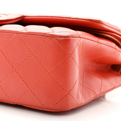 Chanel Lambskin Quilted Medium Double Flap Orange 10 of 11