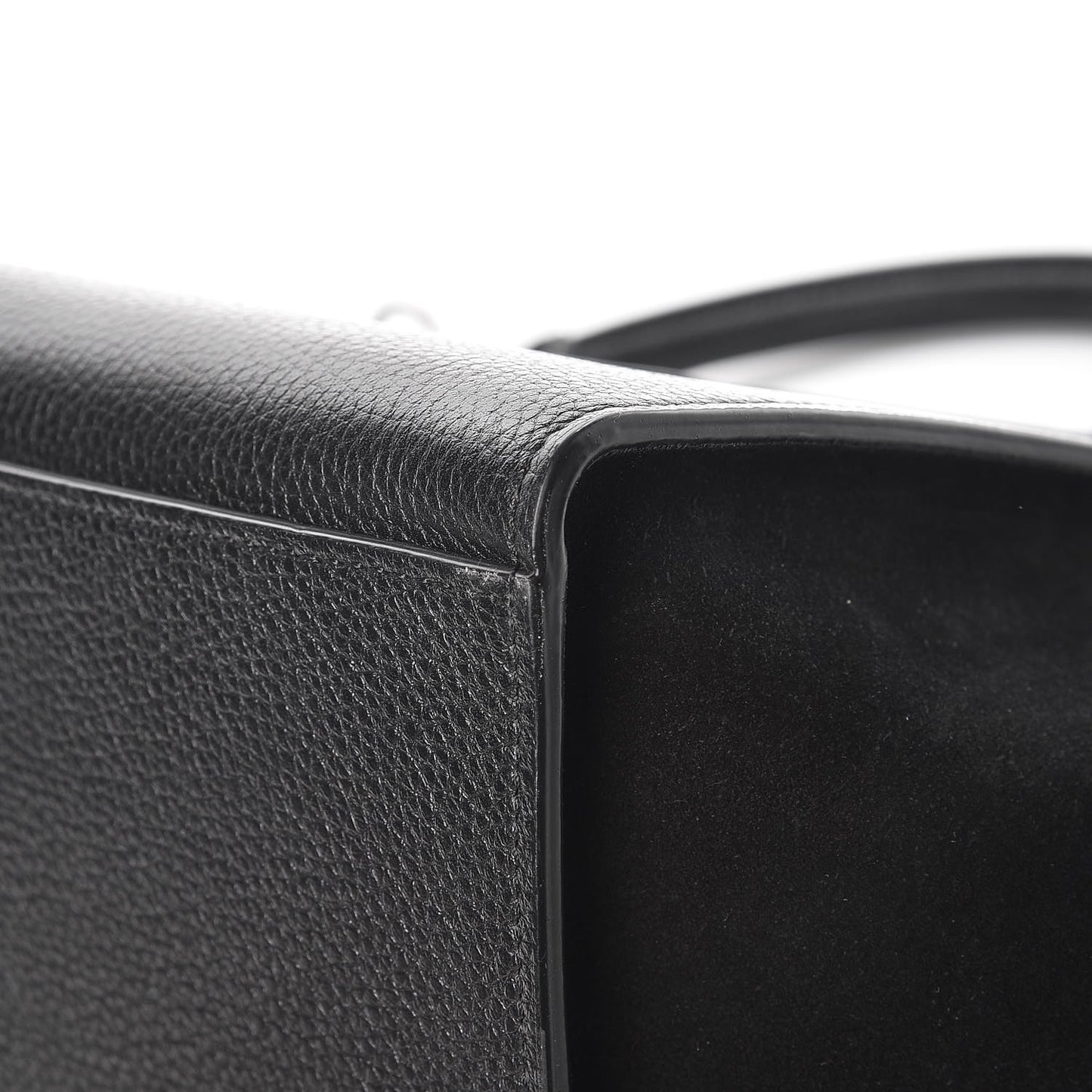Drummed Calfskin Suede Small Trapeze Black