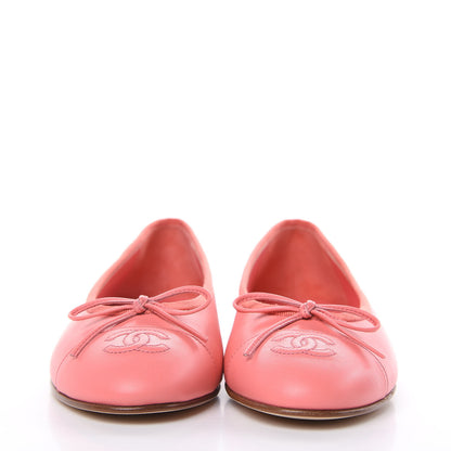 Chanel Goatskin Cap Toe CC Ballerina Flats 37.5 Pink 2 of 9
