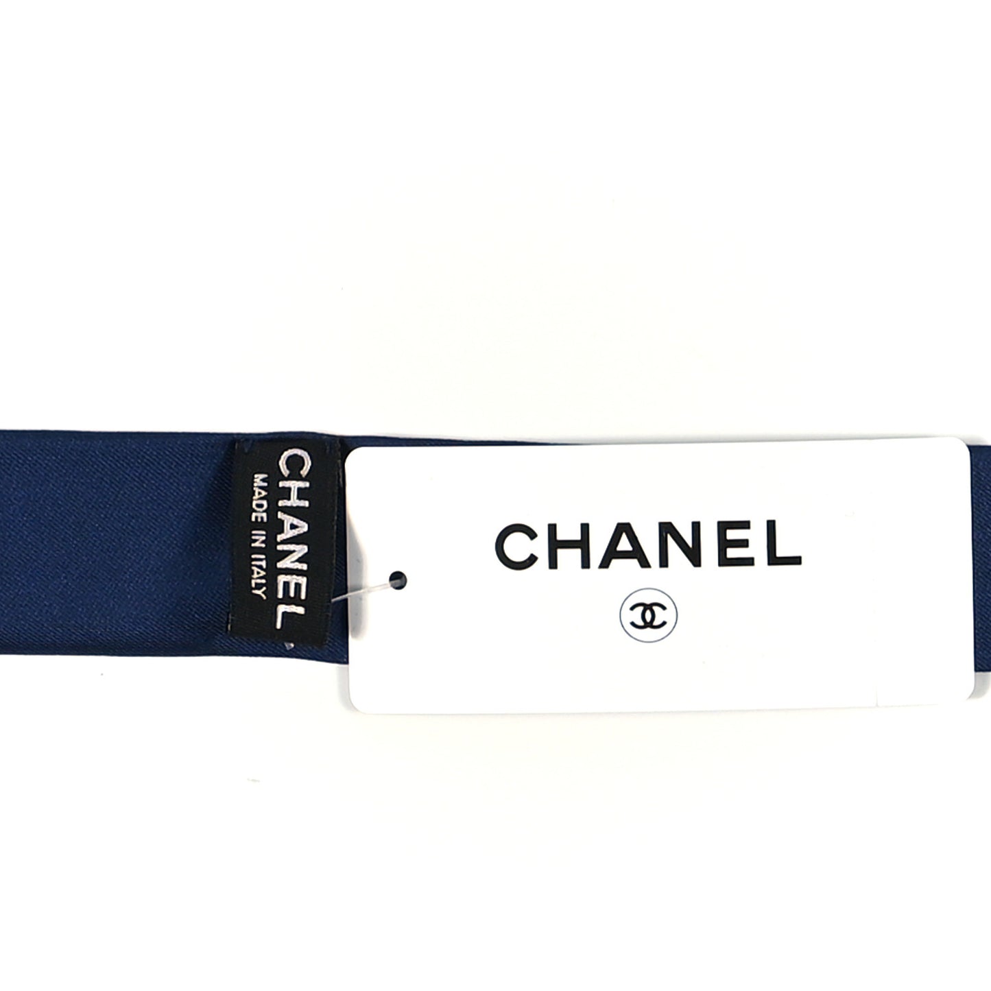 Silk Slim Bandeau Scarf Navy Blue White Multicolor
