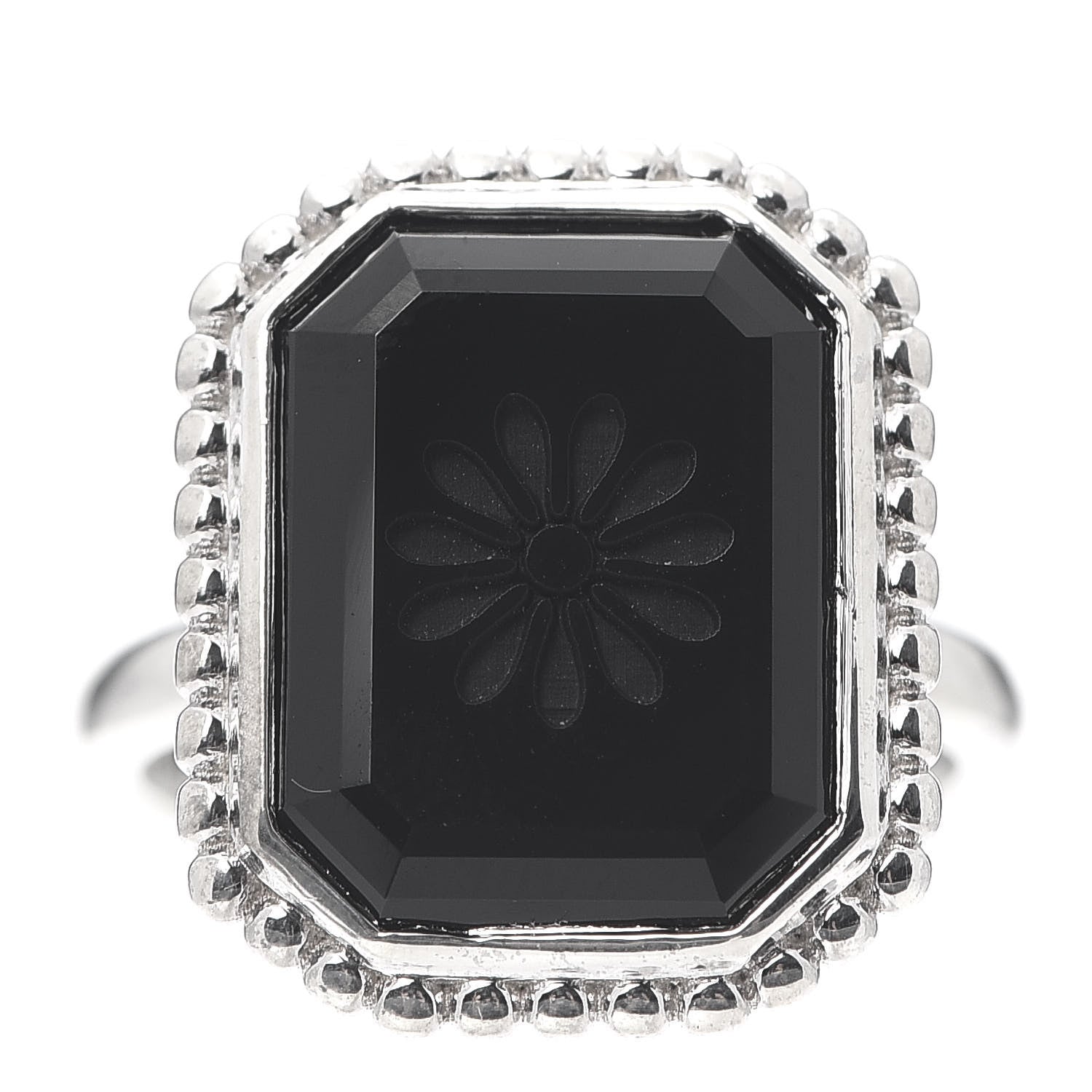 Tiffany Sterling Silver Black Onyx Ziegfeld Daisy Ring 53 6.25 1 of 5