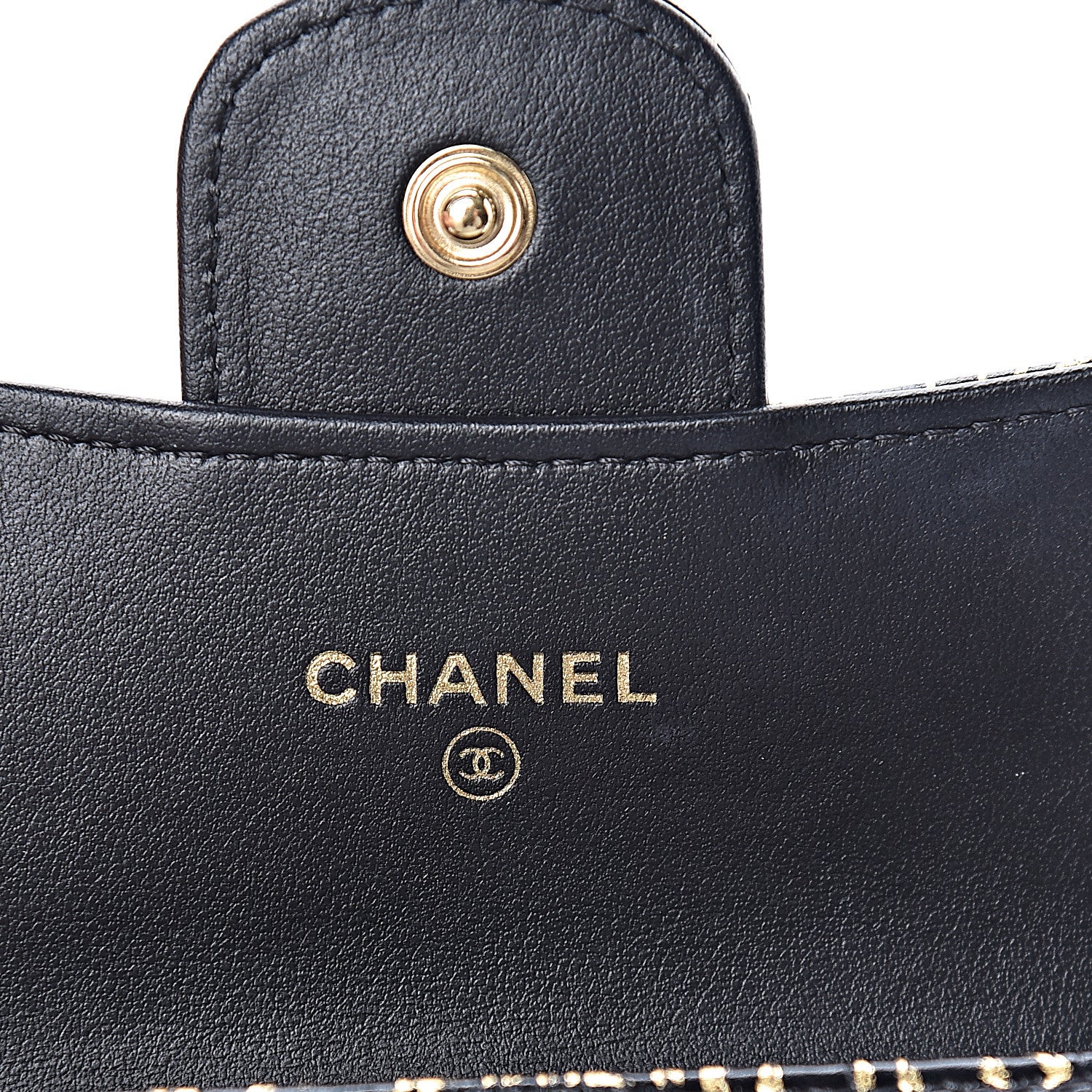 Chanel Calfskin Crocodile Embossed Graffiti Reissue Card Holder Wallet Black Gold 6 of 9
