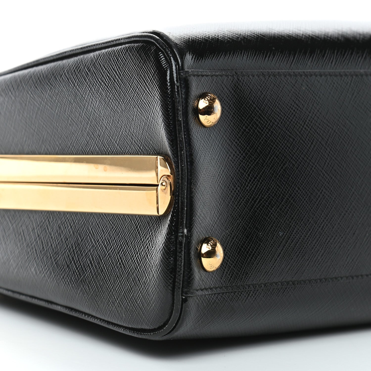 Prada Saffiano Vernice Pyramid Bag Black 8 of 11