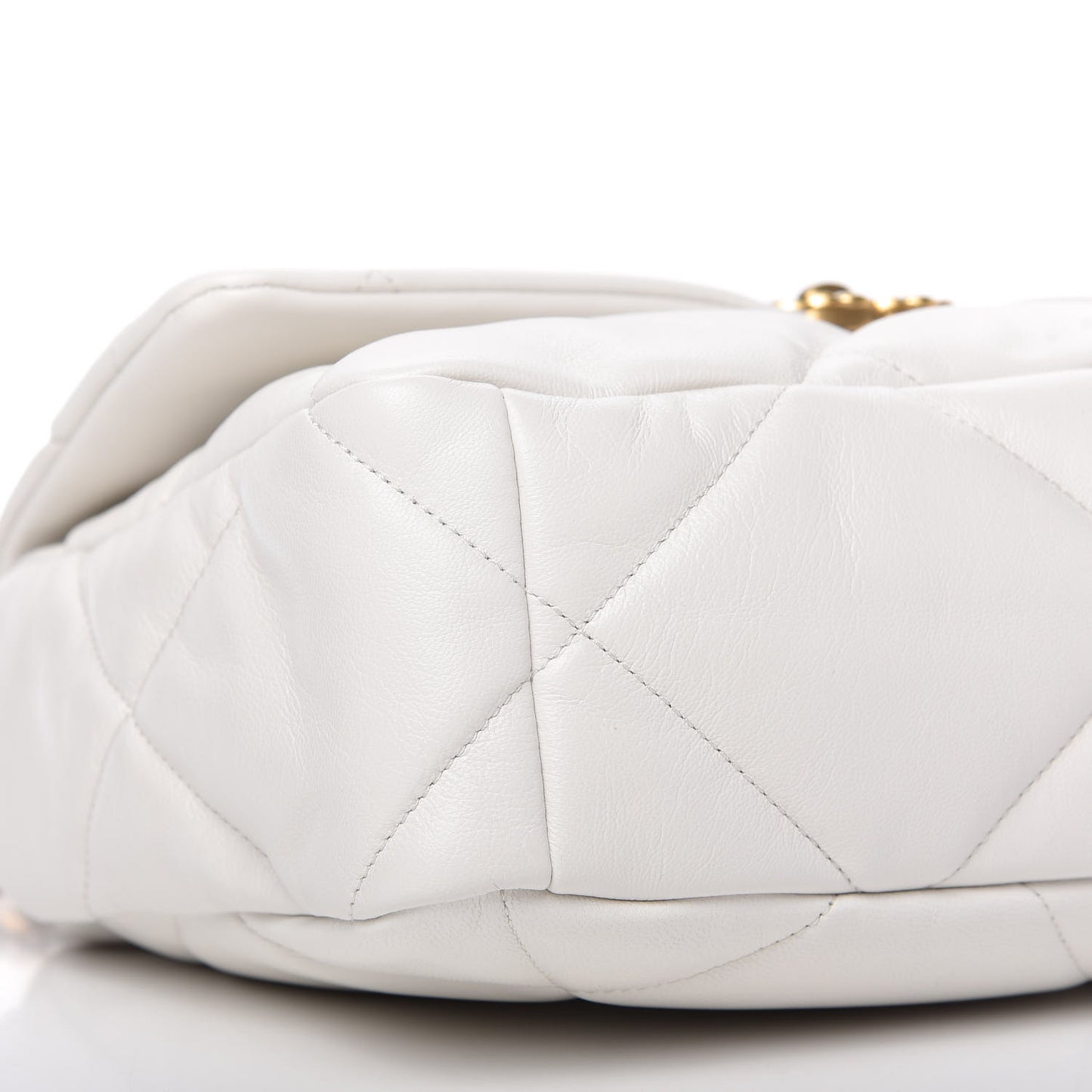 Goatskin Quilted Large Chanel 19 Flap White