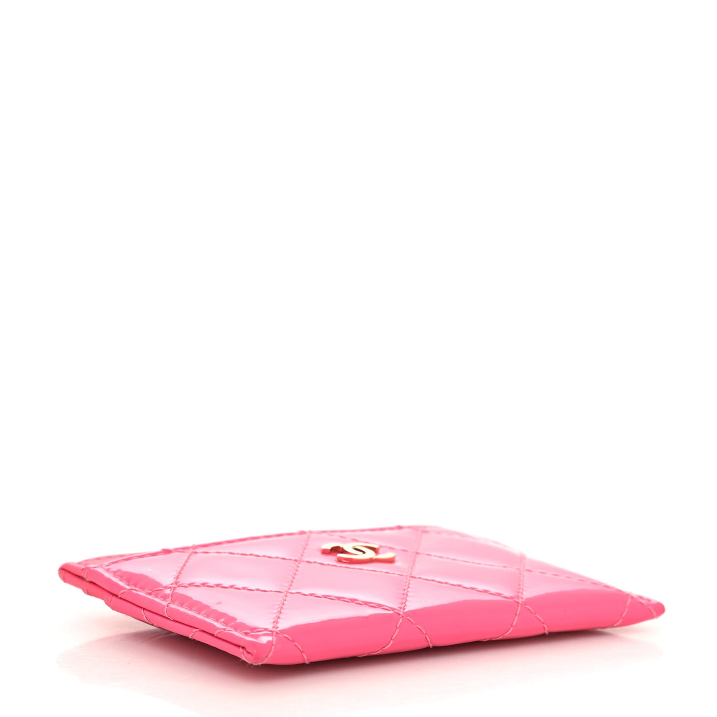 Patent Quilted Card Holder Pink