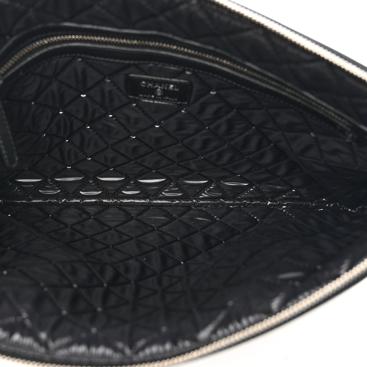 Chanel Striped Canvas Medium Deauville Cosmetic Pouch Grey Black 5 of 8
