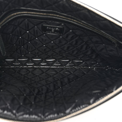Chanel Striped Canvas Medium Deauville Cosmetic Pouch Grey Black 5 of 8