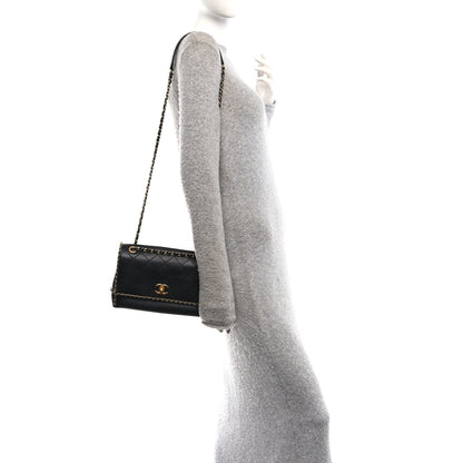 Chanel Calfskin Stitched Chain Flap Black 2 of 10