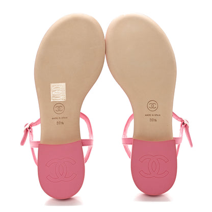 Chanel Lambskin CC Thong Sandals 39.5 Light Pink 5 of 10