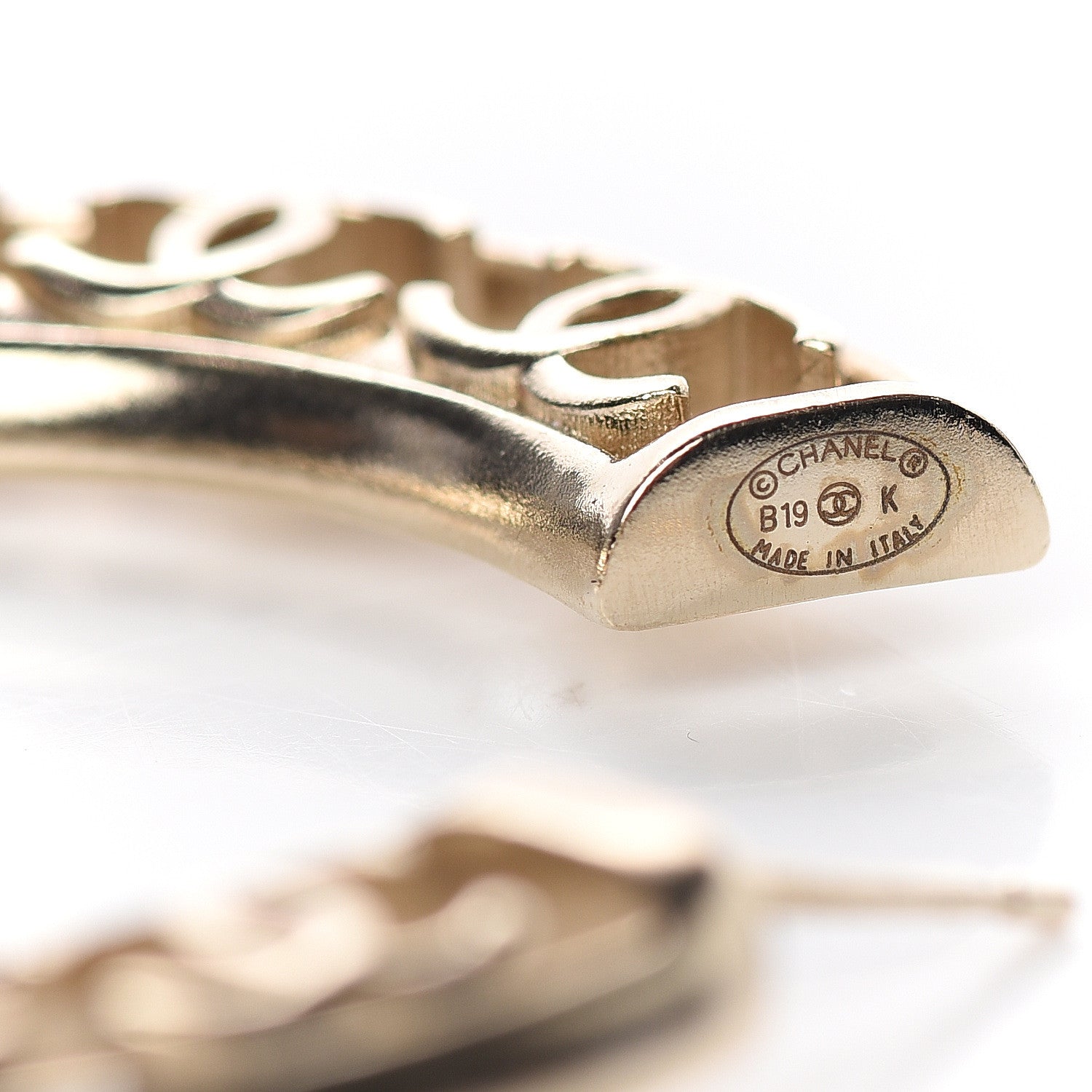 Chanel CC Hoop Earrings Gold 4 of 5