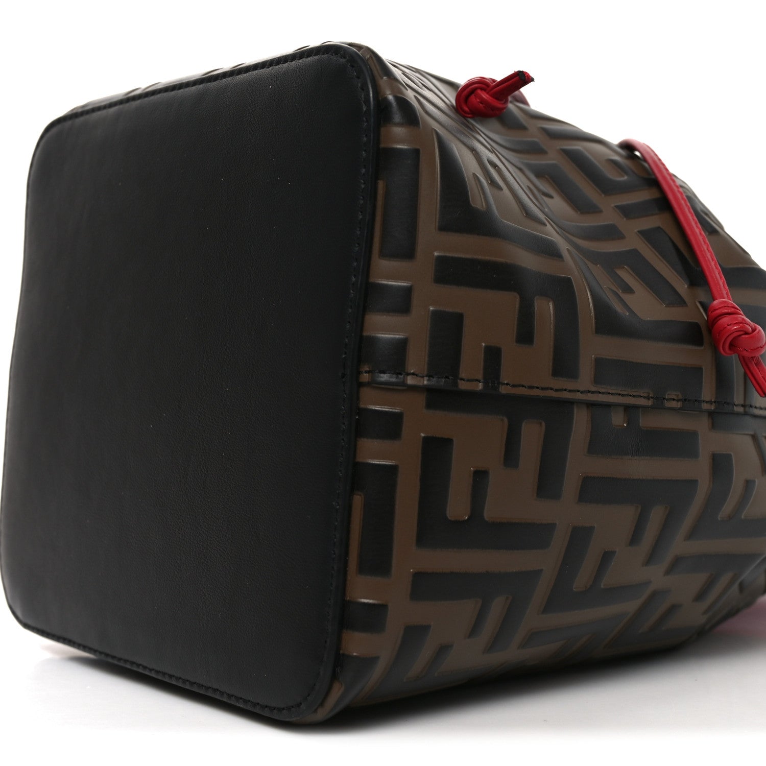 Fendi Vitello Grace F is Fendi Bi-Color FF 1974 Embossed Grande Mon Tresor Bucket Bag Maya Black Fragola 10 of 10