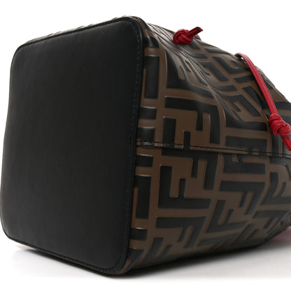 Fendi Vitello Grace F is Fendi Bi-Color FF 1974 Embossed Grande Mon Tresor Bucket Bag Maya Black Fragola 10 of 10
