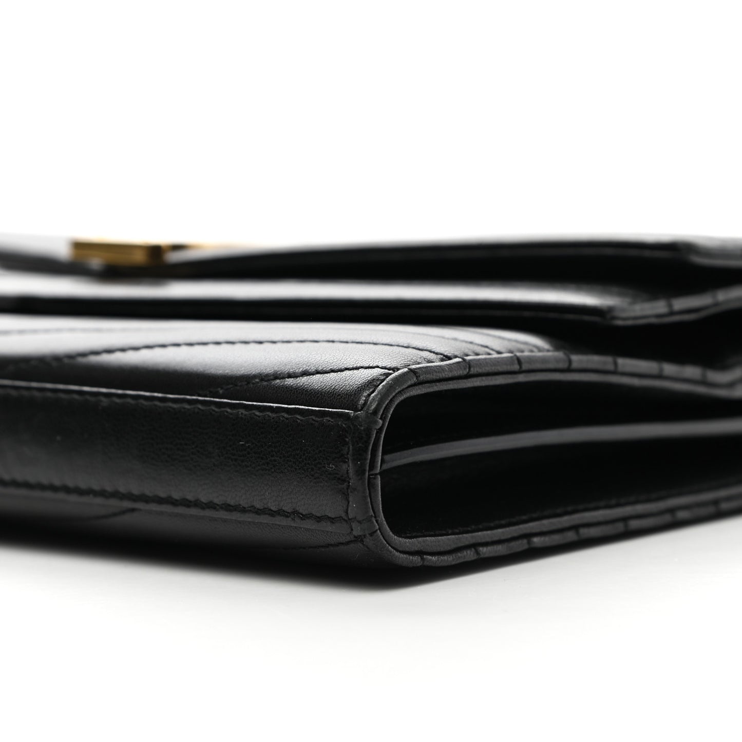 Lambskin Matelasse Chevron Monogram Sulpice Chain Wallet Black