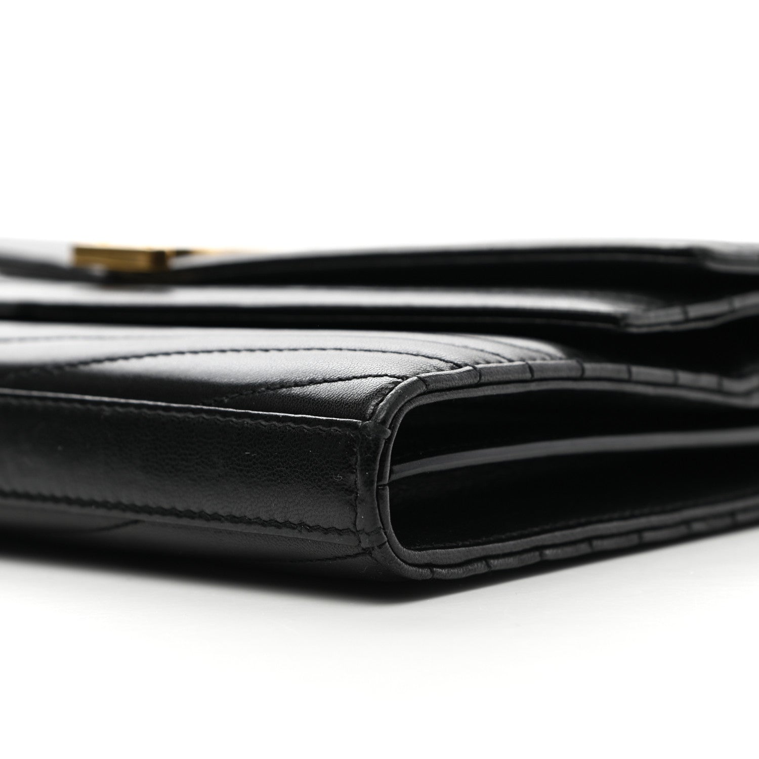 Saint Laurent Lambskin Matelasse Chevron Monogram Sulpice Chain Wallet Black 13 of 13