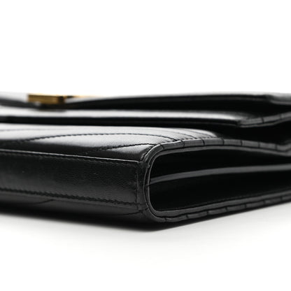 Saint Laurent Lambskin Matelasse Chevron Monogram Sulpice Chain Wallet Black 13 of 13