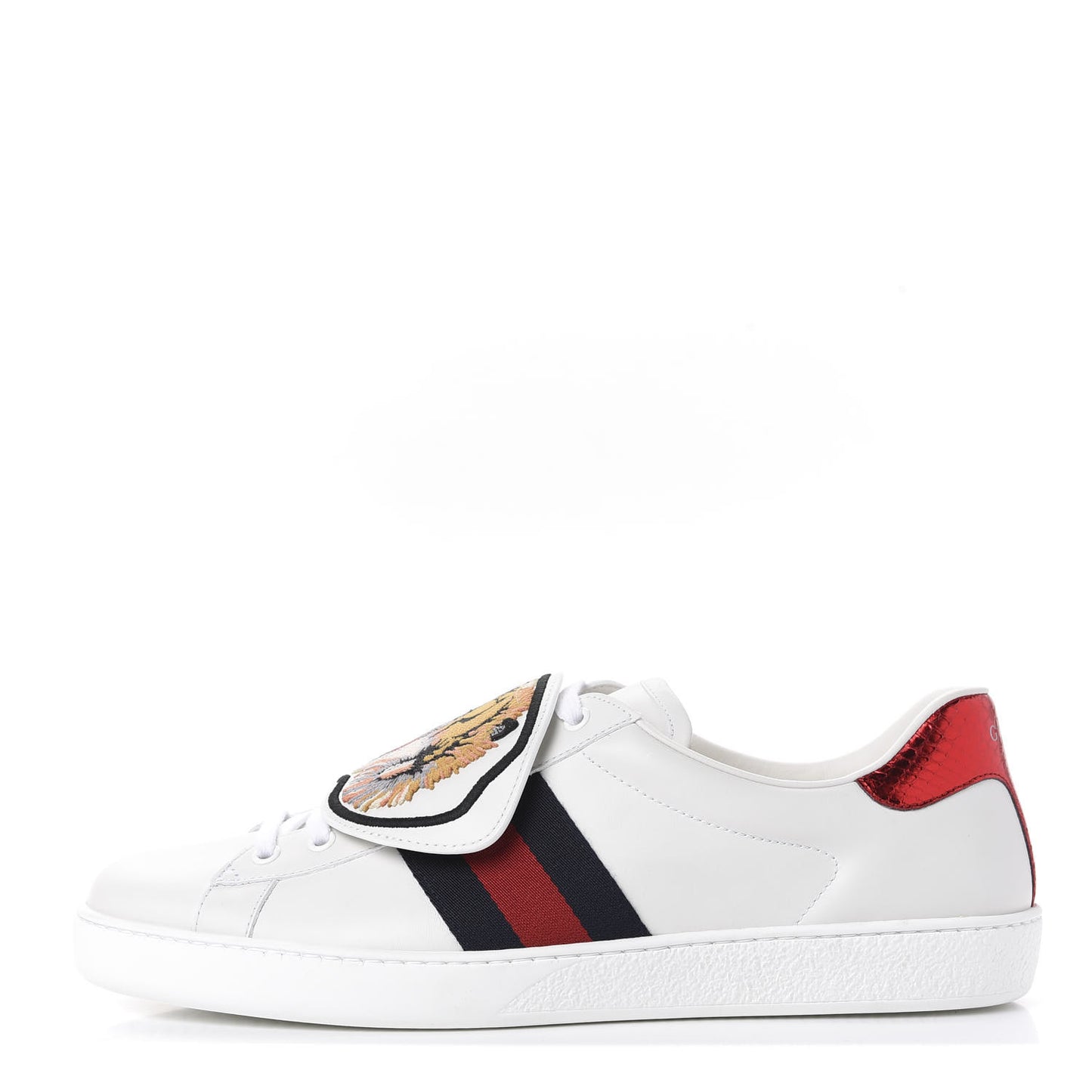 Calfskin Ayers Web Tiger Embroidered Mens Ace Sneakers 11.5 White
